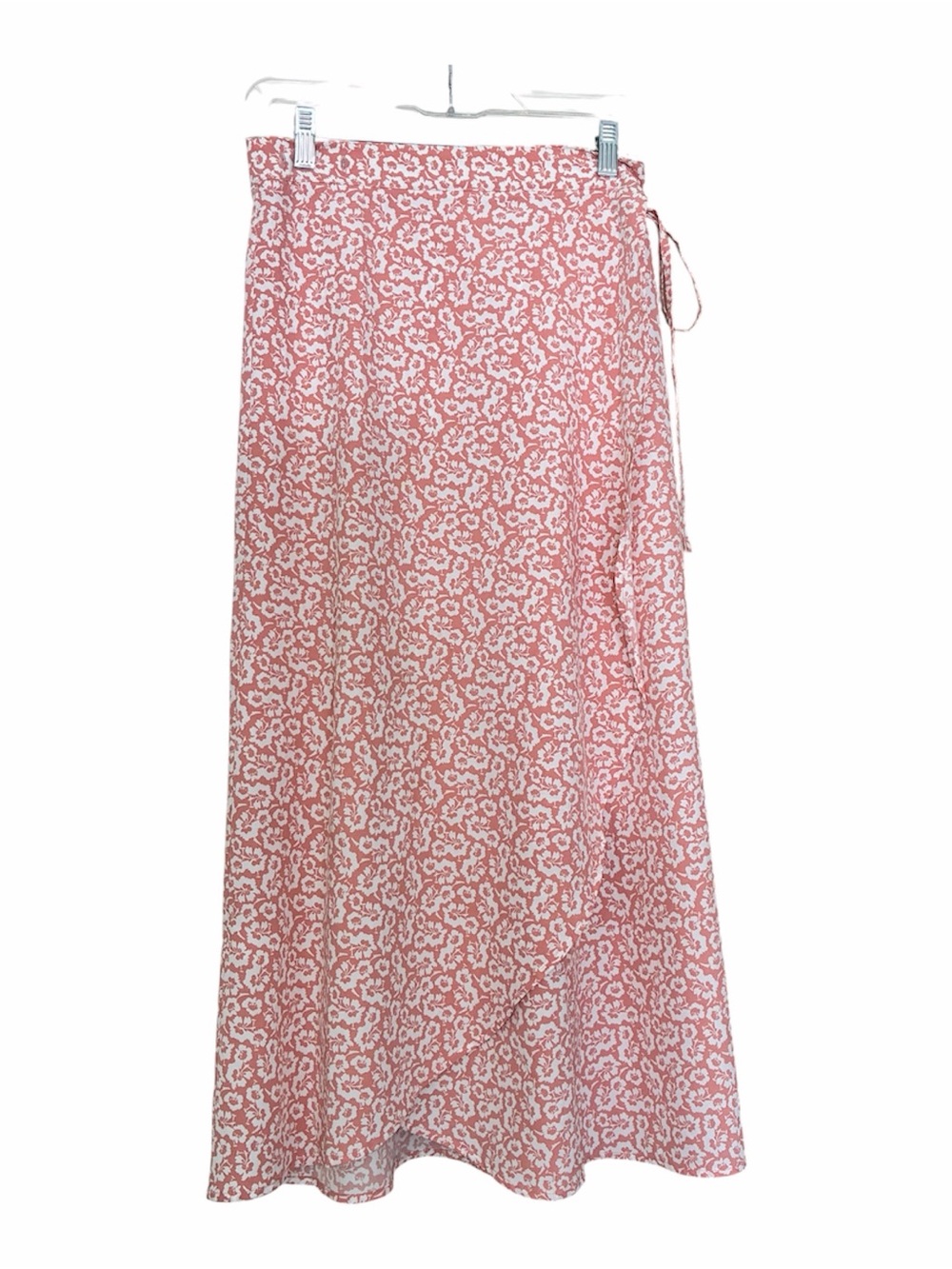 Summer Rose Peachy- Pink Floral Wrap Maxi Skirt. One size.